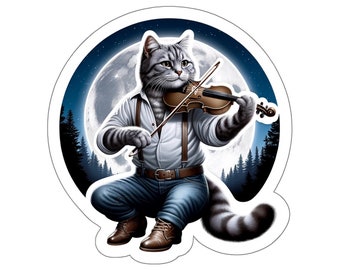 Irish Fiddle Cat Sticker // Irish Music Sticker for instrument case, laptop, or water bottle