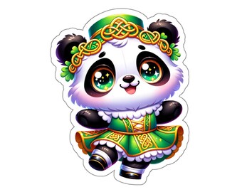 Irish Dancer Panda Sticker // Irish Music Sticker for instrument case, laptop, or water bottle
