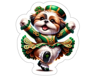 Irish Dancer Dog Sticker // Irish Dance Dress Sticker for instrument case, laptop, or water bottle