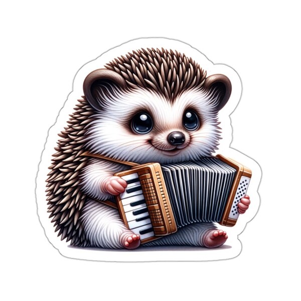 Accordion Instrument Hedgehog Sticker // Irish Music Sticker for instrument case, laptop, or water bottle