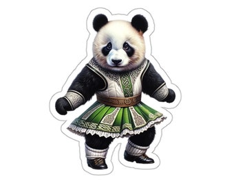 Irish Dancer Panda Sticker // Irish Music Sticker for instrument case, laptop, or water bottle