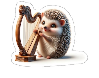 Hedgehog Harp Sticker // Irish Music Sticker for instrument case, laptop, or water bottle