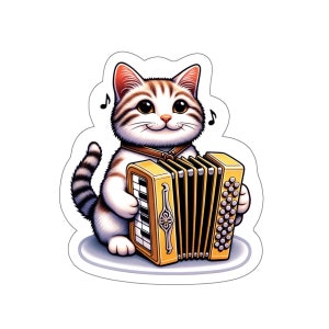 Sticker chat instrument accordéon // Sticker musique irlandaise pour étui à instrument, ordinateur portable ou bouteille d'eau