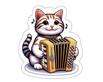 Accordion Instrument Cat Sticker // Irish Music Sticker for instrument case, laptop, or water bottle