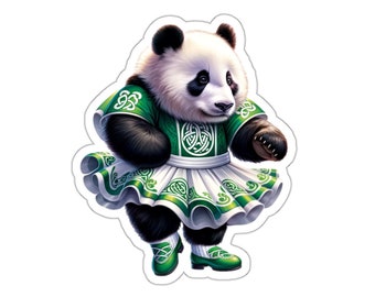 Irish Dancer Panda Sticker // Irish Music Sticker for instrument case, laptop, or water bottle