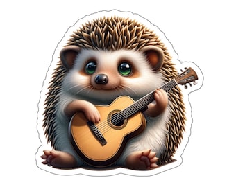 Guitar Hedgehog Sticker // Irish Music Sticker for instrument case, laptop, or water bottle