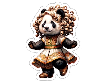 Irish Dancer Panda Sticker // Irish Music Sticker for instrument case, laptop, or water bottle