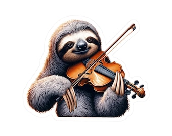 Sloth Fiddle Sticker // Irish Music Sticker for instrument case, laptop, or water bottle