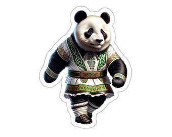 Irish Dancer Panda Sticker // Irish Music Sticker for instrument case, laptop, or water bottle