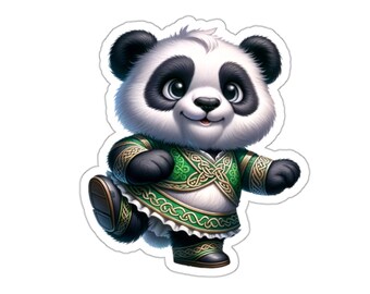 Irish Dancer Panda Sticker // Irish Music Sticker for instrument case, laptop, or water bottle