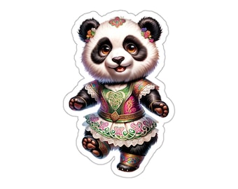 Irish Dancer Panda Sticker // Irish Music Sticker for instrument case, laptop, or water bottle