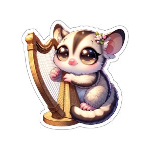 Sugar Glider Harp Sticker // Irish Music Sticker for instrument case, laptop, or water bottle