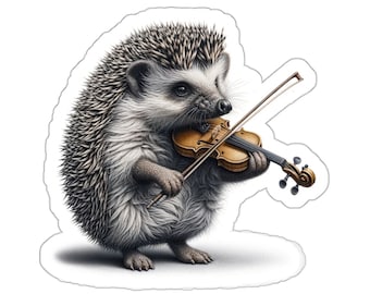 Irish Fiddle Hedgehog Sticker // Irish Music Sticker for instrument case, laptop, or water bottle