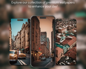 Set di 5 città vintage tema iPhone Samsung Smartphone Wallpaper Sfondo Download digitale istantaneo per tutti i dispositivi mobili