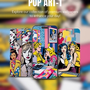 Set Of 5 Pop Art Theme iPhone Samsung Smartphone Wallpaper Background Instant Digital Download For All Mobile Devices