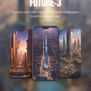 Set Of 5 Future Theme iPhone Samsung Smartphone Wallpaper Background Instant Digital Download For All Mobile Devices