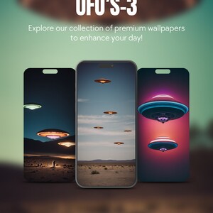 Set Of 5 Ufo&#39;s Theme iPhone Samsung Smartphone Wallpaper Background Instant Digital Download For All Mobile Devices