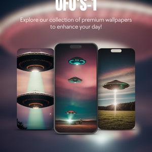 Set von 5 Ufo-Thema iPhone Samsung Smartphone-Tapete-Hintergrund Sofortiger digitaler Download für alle mobilen Geräte