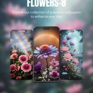 Set Of 5 Flowers Theme iPhone Samsung Smartphone Wallpaper Background Instant Digital Download For All Mobile Devices