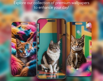 Conjunto de 5 gatos tema iPhone Samsung Smartphone fondo de pantalla descarga digital instantánea para todos los dispositivos móviles