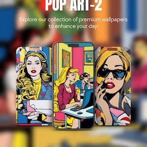 Set Of 5 Pop Art Theme iPhone Samsung Smartphone Wallpaper Background Instant Digital Download For All Mobile Devices