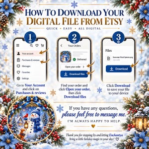 Instructions for downloading digital files from Etsy, step-by-step.