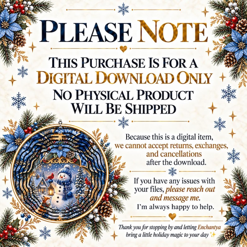 Digital download notification with winter scene and holiday text.