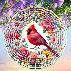 Red Cardinal Wind Spinner PNG, Cardinal Spinner, Spring Bird Spinner PNG, Flowers Spinner Sublimation Design, Digital Download