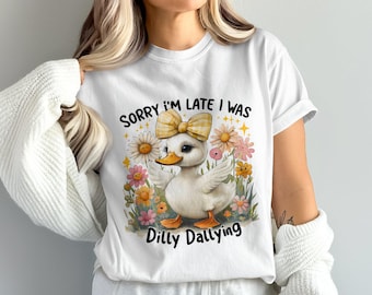 Funny Goose Summer Shirt PNG: Boho Floral Design (Digital Download)