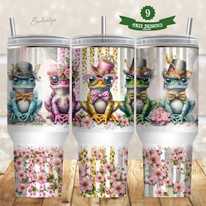 Divertente rana incarto per bicchiere: design Spring Coquette (download digitale PNG da 40 oz)