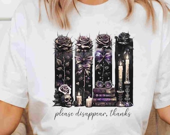 Dark Coquette Bookish PNG: ロマンタジー Tシャツデザイン（デジタルダウンロード）