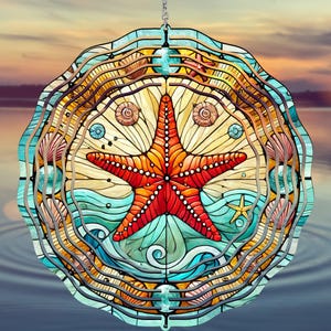 StarFish Wind Spinner PNG, Summer Wind Spinner, Stained Glass Sublimation Design, Wind Spinner Design, Sublimation Wind Spinner Design