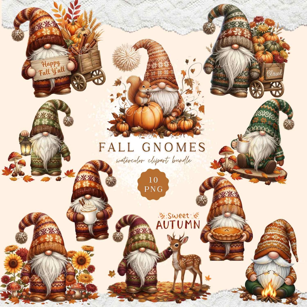 Fall Autumn Gnomes Bundle PNG, Trendy Fall Gnome, Nordic Gnome Clipart ...
