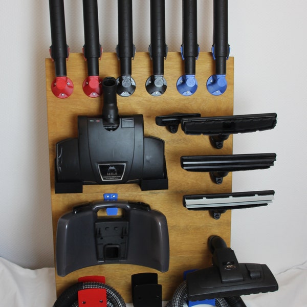 Wall mount vacuum cleaner, e.g. Hyla, organization for air and room cleaning device, holder Nimbus & Ventus, holder, storage