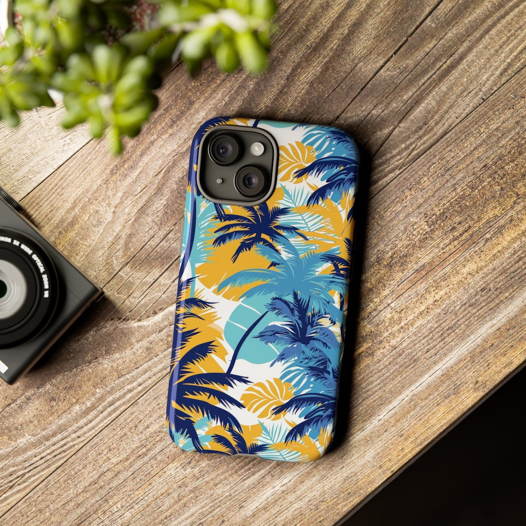 Tropical Summer Phone Case Vibrant Palm Leaf Design, Protective Beach