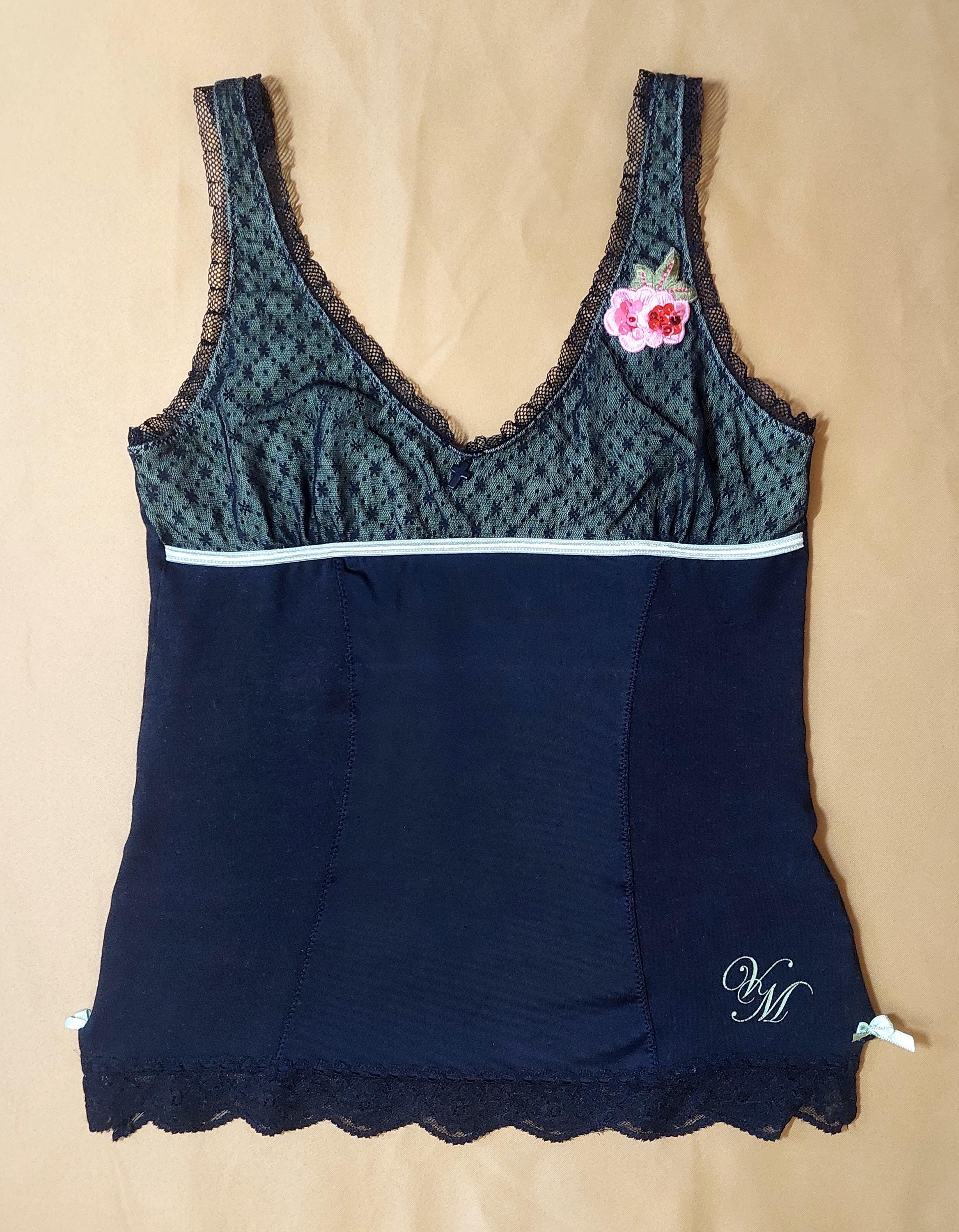 Top Vive Maria Solange - Dos Nu - Vert Gris Avec Papillon - Neuf Avec étiquettes