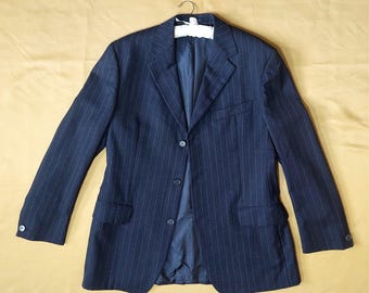 Vintage Romeo Gigli Wool Blazer Navy Pinstripe 90s  Men's Jacket Size 50 IT