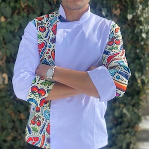 Patterned chef Jacket Personalized Chef Coat Chef Jacket For Man And Women Bartender Uniform Free Embroidery Chef Gift Unisex Restaurant