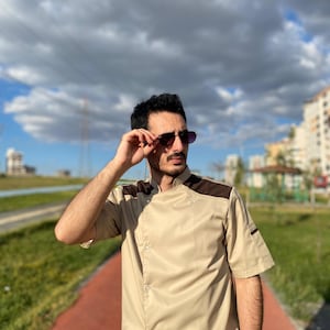 Personalized Beige Short Sleeved Chef Coat Chef Jacket For Man And Women Bartender Uniform Free Embroidery Chef Gift Unisex Restaurant