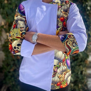 patterned chef Jacket Personalized Chef Coat Chef Jacket For Man And Women Bartender Uniform Free Embroidery Chef Gift Unisex Restaurant