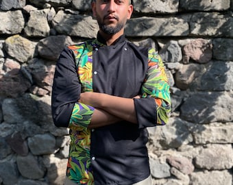 Patterned chef Jacket Personalized Chef Coat Chef Jacket For Man And Women Bartender Uniform Free Embroidery Chef Gift Unisex Restaurant