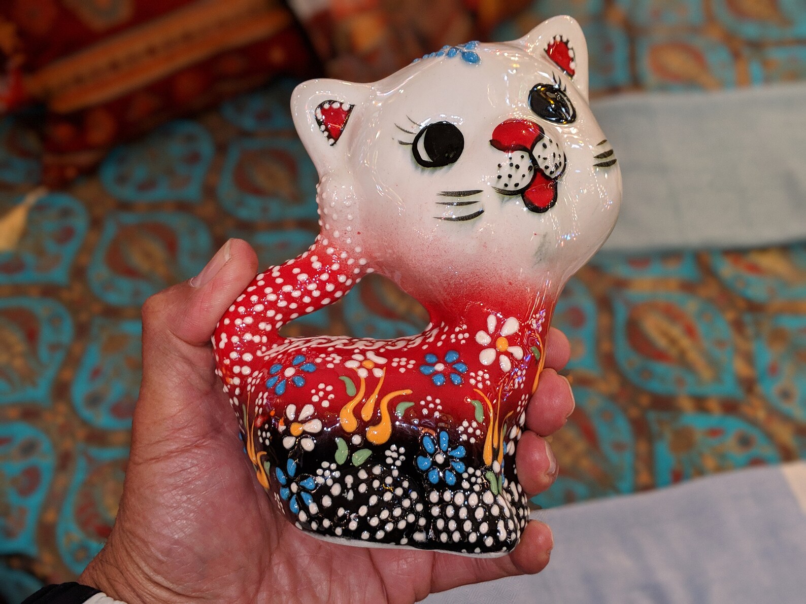 Figura de gato de cerámica pintada a mano Etsy