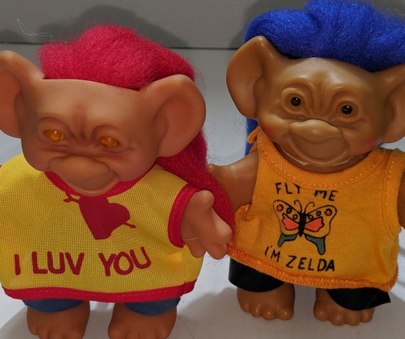 Vintage UNEEDA Wishnik Troll Dolls. 1960\u0027s Toys. Pair of Two