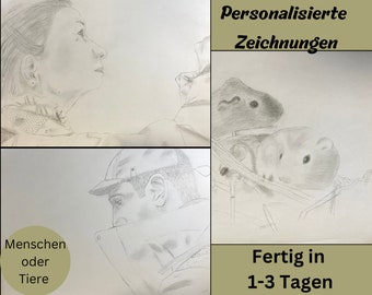 Personalisierte Portrait Zeichnung a4