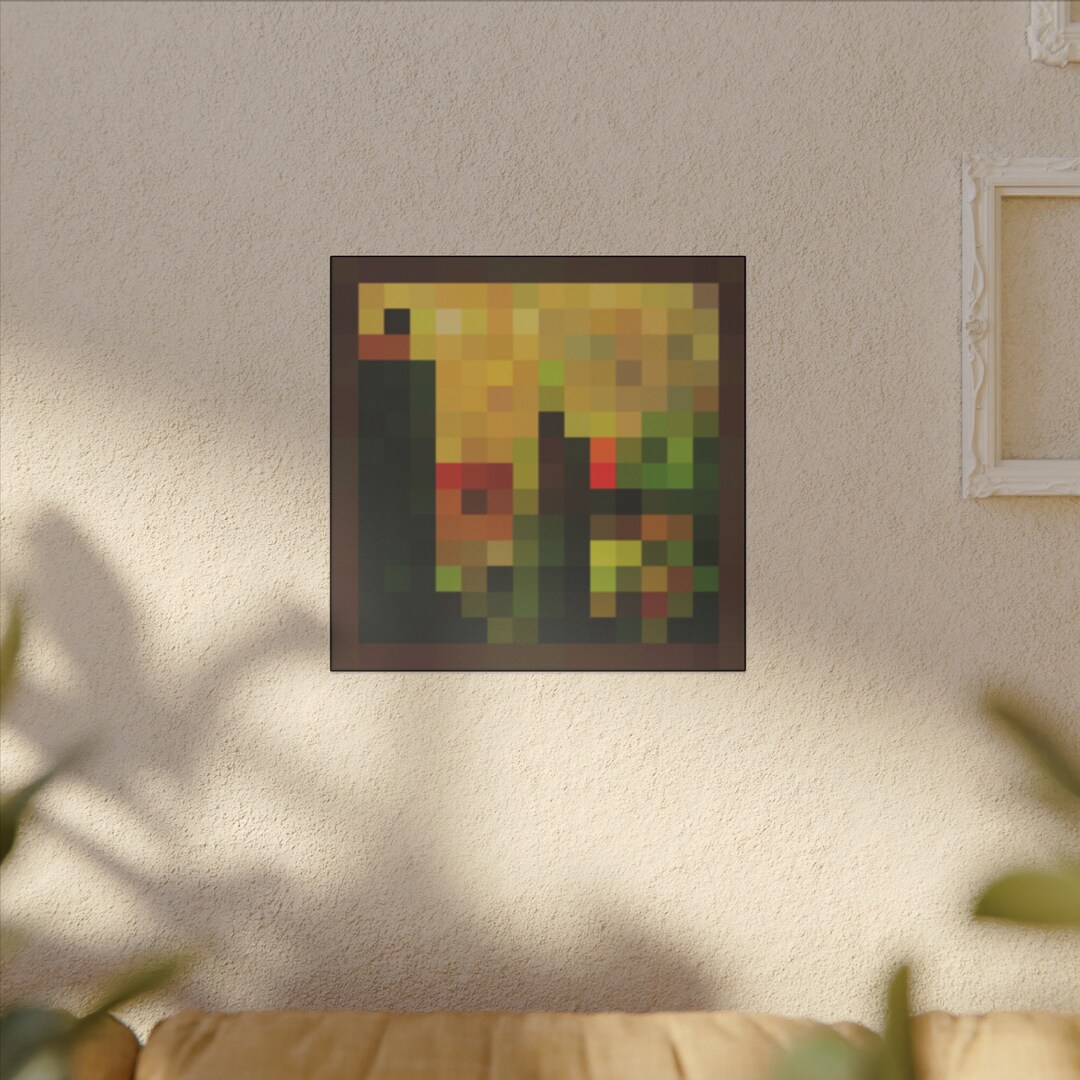 Minecraft Painting Albanian Pixel Painting Printed on Wooden Canvas Etsy