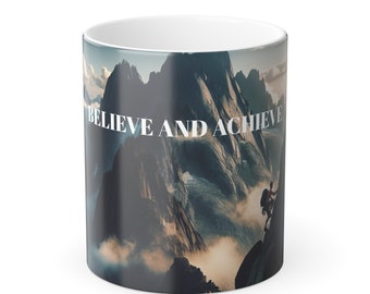 Peak Pursuit: Inspirational Mountain Hiker Coffee Mug