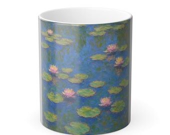 Monet-Inspired Water Lilies Color Morphing Mug | Impressionist Art Coffee Cup | Gift for Art Lovers