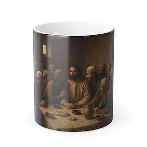 Last Supper Color Changing Mug - Realistic Vibrant Art Scene - Heat Reactive Coffee Cup