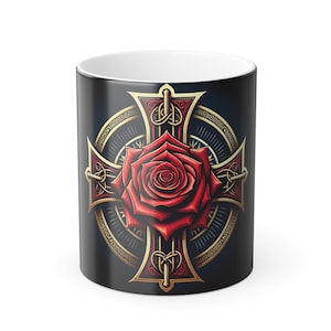 Rose of the Invisible College: Rosicrucian Symbol Color Morphing Mug