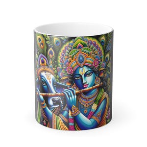 Lord Krishna-mok met kleurverandering: Bansuri- en koeontwerp